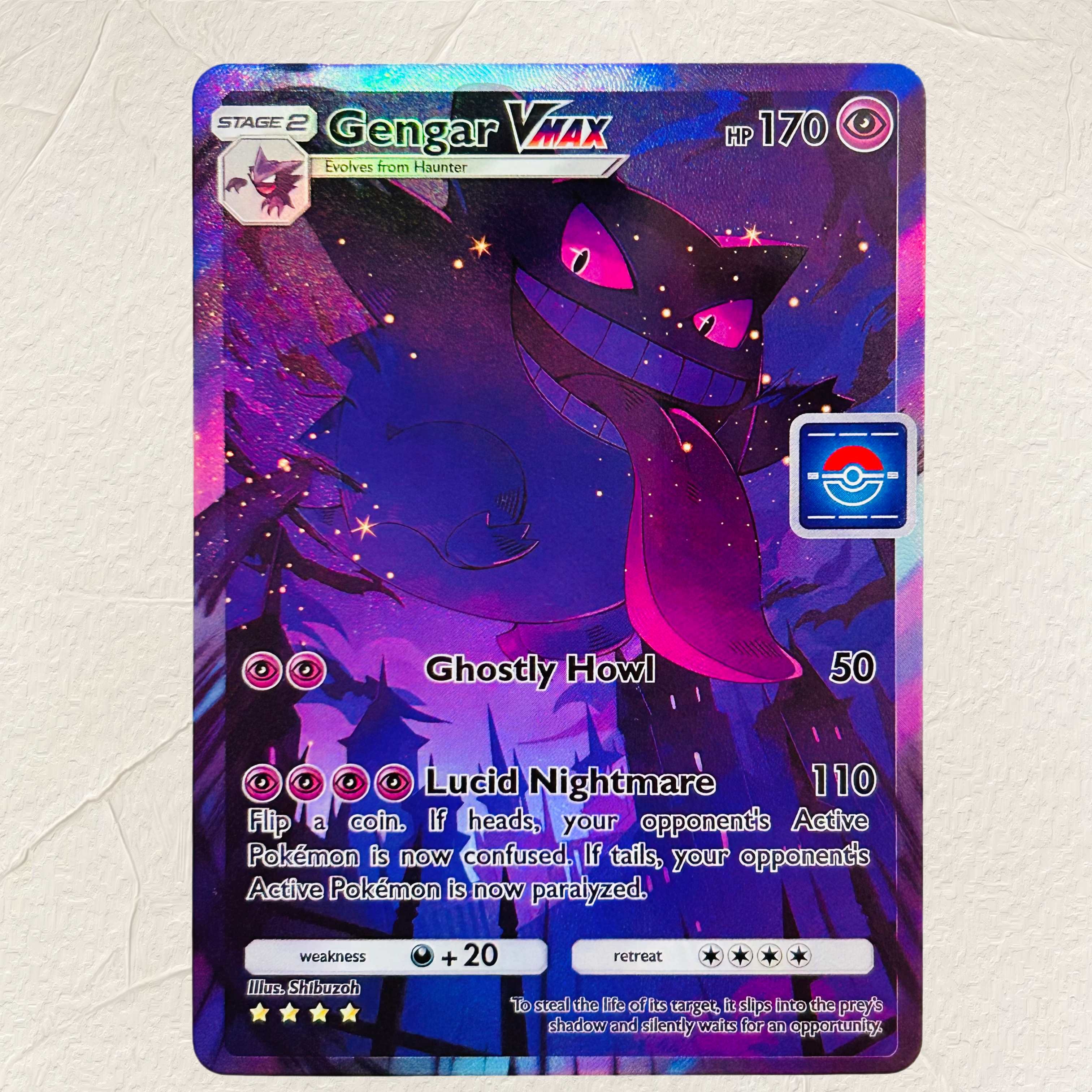 Board Game English - DIY Pokemon Gengar VMAX Holographic Texture