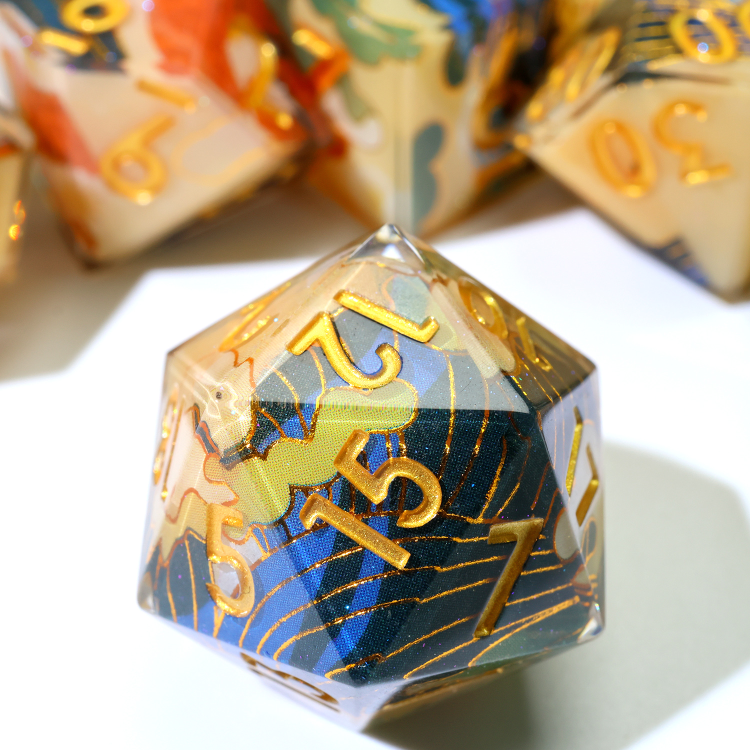 Board Game Live - Handmade Enchanted Crane Polyhedral RPG Dice