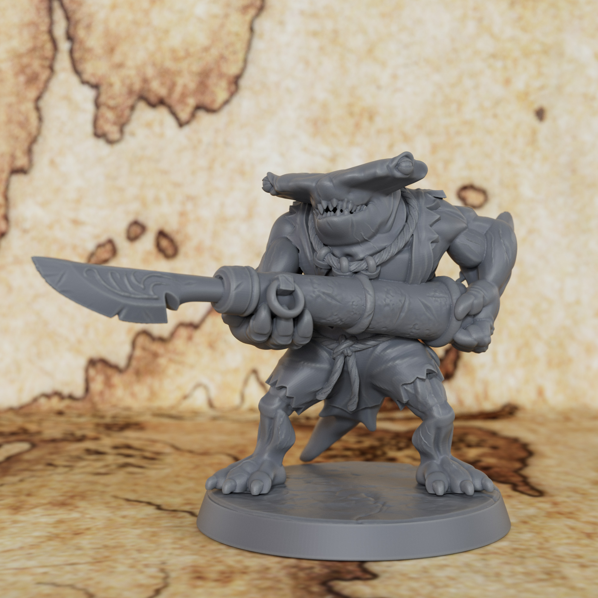 Board Game Quest - TTRPG Shark with Harpoon Miniature -