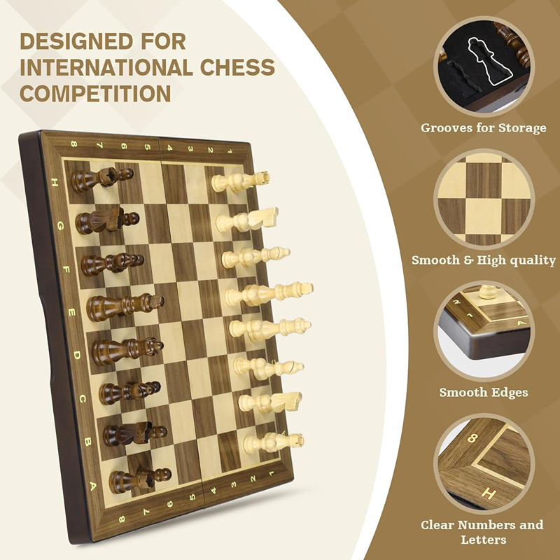 New Magnetic wooden board 38cm - Magnetic Travel Chess のレビューと価格