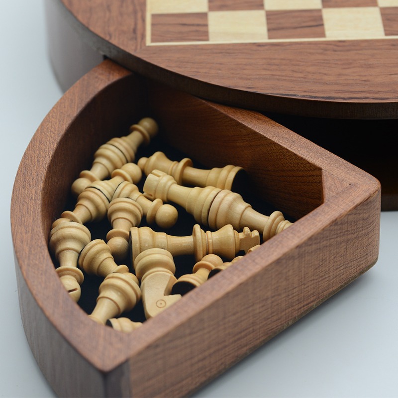 Round Solid Wood Magnetic Ches - Magnetic Travel Chess のレビューと価格