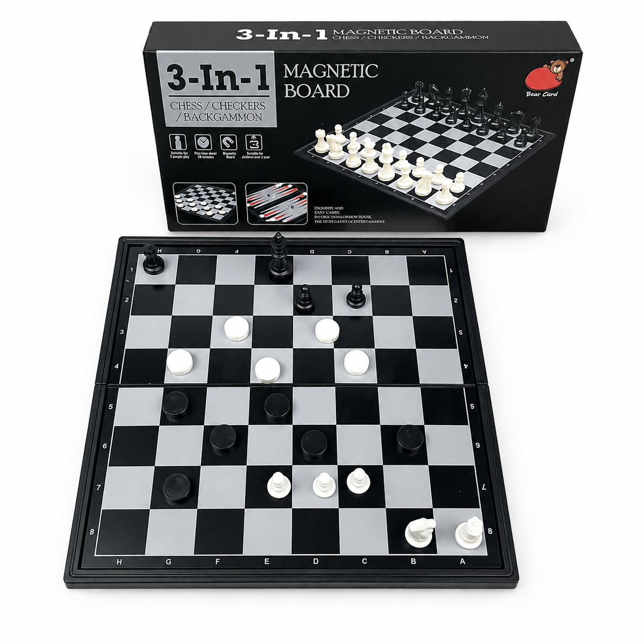 19.1x19.7cm 3 in 1 Folding Mag - Magnetic Travel Chess のレビューと価格