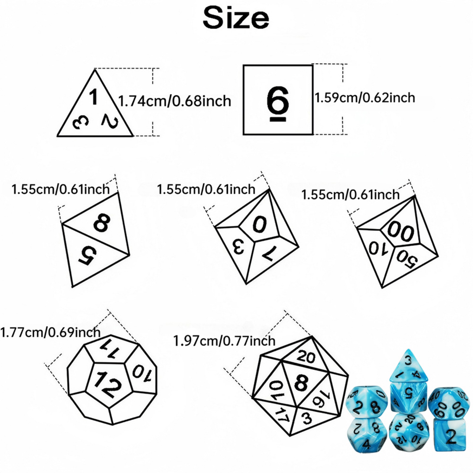 7pcs DND Dice Mixing Color Pol - Board Game Live のレビューと価格
